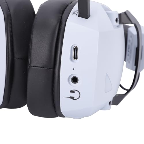 Annadue Kabelloses 2,4 GHz Gaming Headset mit Bluetooth 5.4 und 3,5 mm Buchse, 50 mm Treiber, 7.1 Surround Sound, RGB Lichtkopfhörer mit ENC Mikrofon mit Geräuschunterdrückung, 10 (Schwarz-Weiss) Bild 6