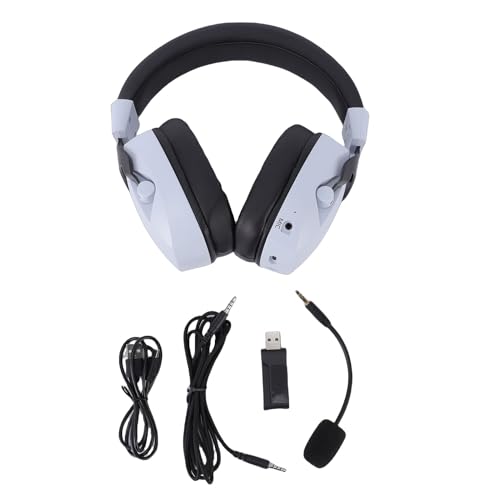Annadue Kabelloses 2,4 GHz Gaming Headset mit Bluetooth 5.4 und 3,5 mm Buchse, 50 mm Treiber, 7.1 Surround Sound, RGB Lichtkopfhörer mit ENC Mikrofon mit Geräuschunterdrückung, 10 (Schwarz-Weiss) Bild 7