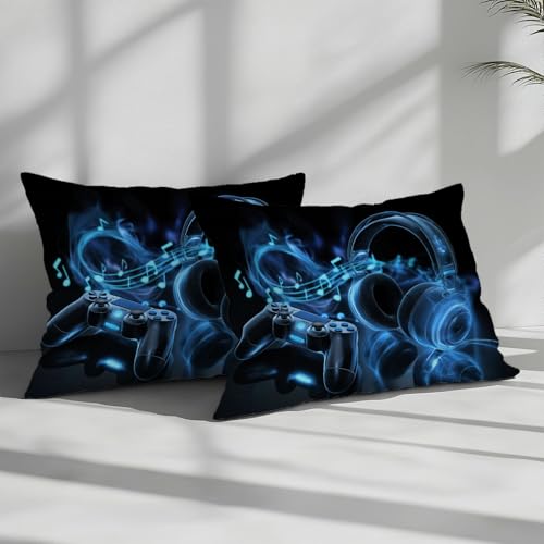 Surreal Gaming-Stil Headset Game-Controller Bettwäsche 155 x 220 cm Für Kinder Jungen Teenager Erwachsene Bettbezug Hohe Qualität Bettwäsche-Set mit Reißverschluss Weich, Atmungsaktiv Schwarz Bild 4
