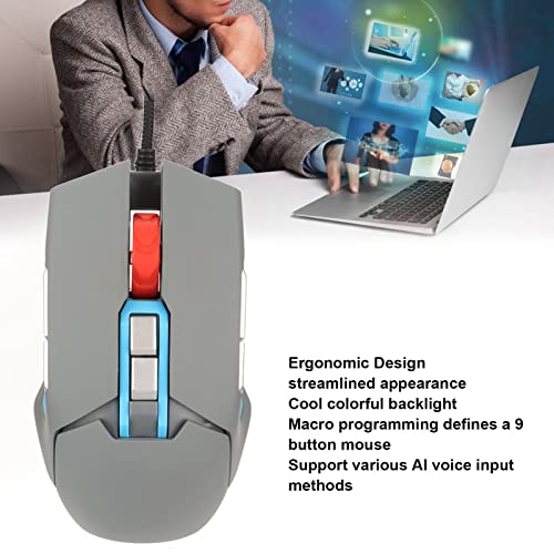Sprach-Gaming-Maus mit 9 Tasten, Ergonomischem Design, Integriertem Mikrofon, Lautsprecher und Farbiger Hintergrundbeleuchtung, 3 DPI-Stufen für Büro-Gaming-Design Bild 5