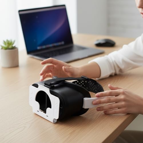 Vr Headset für Nintendo Switch mit verstellbaren HD-Objektiven und Kopfband, kompakte Bauchmuskeln, rotes und weißes Design, ideal für immersives Gaming für Sessions (schwarz und weiß) Bild 4