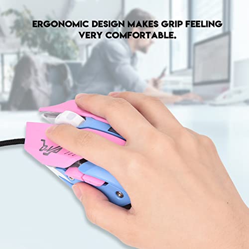 Ergonomische Kabelgebundene Gaming-Maus, 3200 DPI, Rosa ABS-Material mit LED-Beleuchtung für Profi-Gamer und High-End-Spieler, Kompatibel mit und Mac Bild 6