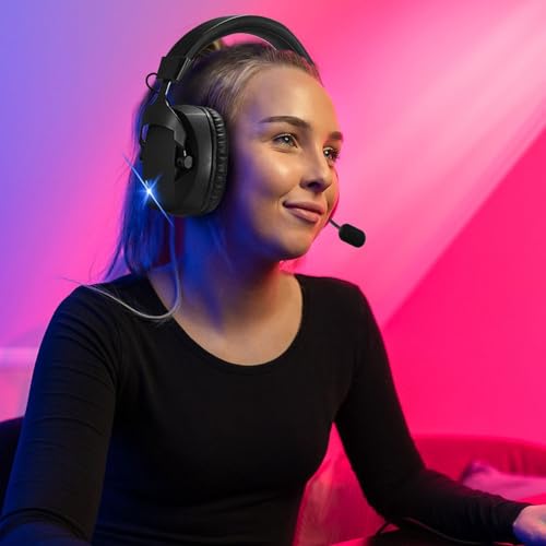 Annadue Kabelloses Gaming-Headset, Kompatibel mit PC P5 P4, Bietet Verlustfreies 2,4-GHz-Audio, USB & Typ-C & Bluetooth, Mikrofon mit Geräuschunterdrückung und 50-Stunden-, fü (Black) Bild 6