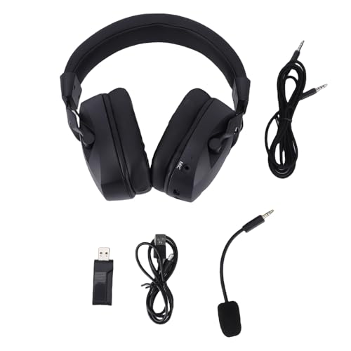 Annadue Kabelloses Gaming-Headset, Kompatibel mit PC P5 P4, Bietet Verlustfreies 2,4-GHz-Audio, USB & Typ-C & Bluetooth, Mikrofon mit Geräuschunterdrückung und 50-Stunden-, fü (Black) Bild 7