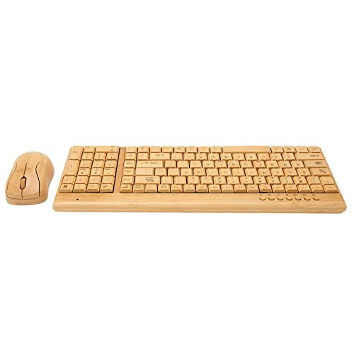 Cryfokt Computer-Wireless-Geräte, 2,4-GHz-Wireless-Tastatur und -Maus aus Bambusholz mit Plug-and-Play-USB-Empfänger für Mac Gaming Office (Kombination aus Maus und Tastatur) Bild 2
