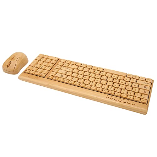 Cryfokt Computer-Wireless-Geräte, 2,4-GHz-Wireless-Tastatur und -Maus aus Bambusholz mit Plug-and-Play-USB-Empfänger für Mac Gaming Office (Kombination aus Maus und Tastatur) Bild 3