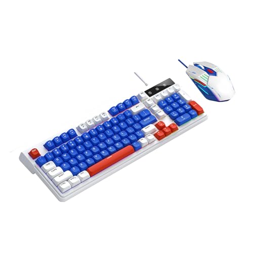 Jiawu Gaming-Tastatur-Maus-Kombination, 7 Anpassbare Lichteffekte, RGB-Tastatur mit Hintergrundbeleuchtung, Kompaktes 98-Tasten-Layout mit Multimedia-Tastenkombinationen für 98SE ME 2000 XP Vista 7 Bild 5