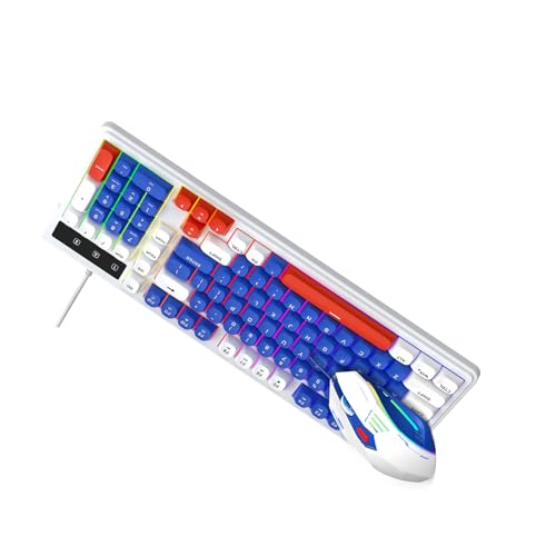 Jiawu Gaming-Tastatur-Maus-Kombination, 7 Anpassbare Lichteffekte, RGB-Tastatur mit Hintergrundbeleuchtung, Kompaktes 98-Tasten-Layout mit Multimedia-Tastenkombinationen für 98SE ME 2000 XP Vista 7 Bild 6