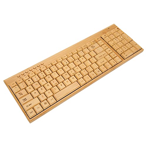 Cryfokt Computer-Wireless-Geräte, 2,4-GHz-Wireless-Tastatur und -Maus aus Bambusholz mit Plug-and-Play-USB-Empfänger für Mac Gaming Office (Klaviatur) Bild 1
