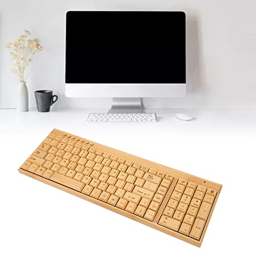 Cryfokt Computer-Wireless-Geräte, 2,4-GHz-Wireless-Tastatur und -Maus aus Bambusholz mit Plug-and-Play-USB-Empfänger für Mac Gaming Office (Klaviatur) Bild 2