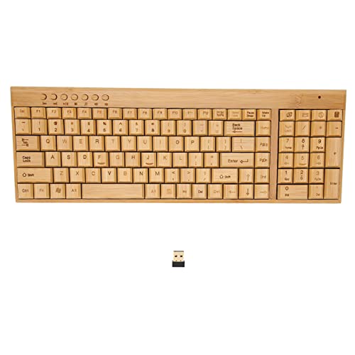 Cryfokt Computer-Wireless-Geräte, 2,4-GHz-Wireless-Tastatur und -Maus aus Bambusholz mit Plug-and-Play-USB-Empfänger für Mac Gaming Office (Klaviatur) Bild 6