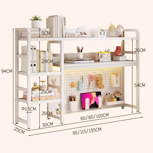 Schreibtischregal Computer mit Stoffschublade Platzsparend Bücherregal Schreibtisch Organizer 94 cm Höhe Hohe Tragkraft für Home Office Wohnung(White,95x25x94cm) Bild 3