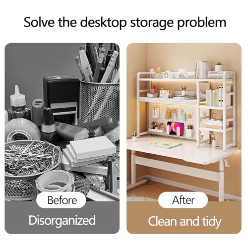 Schreibtischregal Computer mit Stoffschublade Platzsparend Bücherregal Schreibtisch Organizer 94 cm Höhe Hohe Tragkraft für Home Office Wohnung(White,95x25x94cm) Bild 4