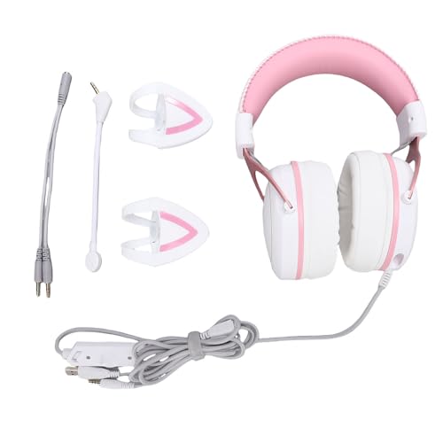 Ausla ONIKUMA Gaming-Headset, Kabelgebunden, RGB-Katzenohr-Kopfhörer mit Mikrofon, 50-mm-Treiber, Memory-Schaum, Geräuschisolierend über Dem Ohr, für PC, Laptop, Mädchen, Teenager, Frauen (PINK) Bild 6