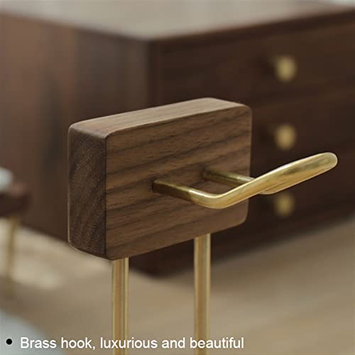MRKU Kopfhörerständer mit Haken, universelles Kopfhörer-Displayregal aus Holz für Gaming-Displays – Walnuss + Messing Bild 5