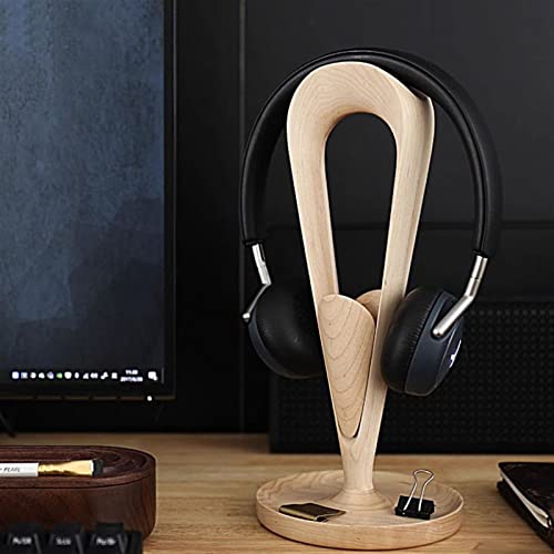 MRKU Kopfhörerständer mit Haken, Schreibtischhalterung aus Walnussholz, mit doppelter Aufhängung für PC-Gaming und Büro Bild 2