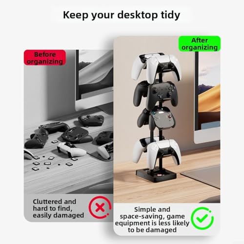 Gaming-Controller und Headset-Ständer, mit Spielkarten-Box und Kabel-Organizer, Desktop-Aufbewahrungsregal für Konsole, Handy und Kopfhörer Bild 2