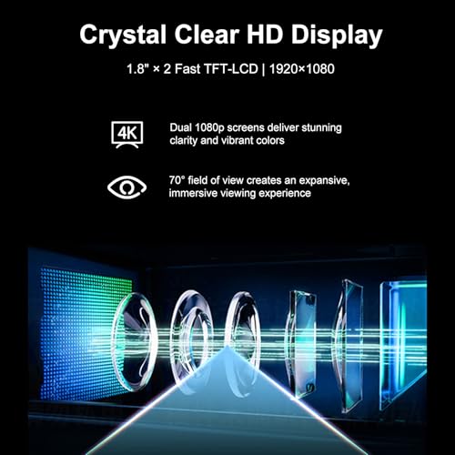 Elprico 3D-Videoanzeigebrille, Videobrille, 2D/3D Umschaltbar, Lautstärke Einstellbar, 70° FOV, +2D Bis –6D Dioptrieneinstellung (Keine Zusätzliche Brille erforderlich), Magnetische Bild 5