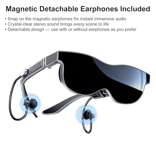 Elprico 3D-Videoanzeigebrille, Videobrille, 2D/3D Umschaltbar, Lautstärke Einstellbar, 70° FOV, +2D Bis –6D Dioptrieneinstellung (Keine Zusätzliche Brille erforderlich), Magnetische Bild 6