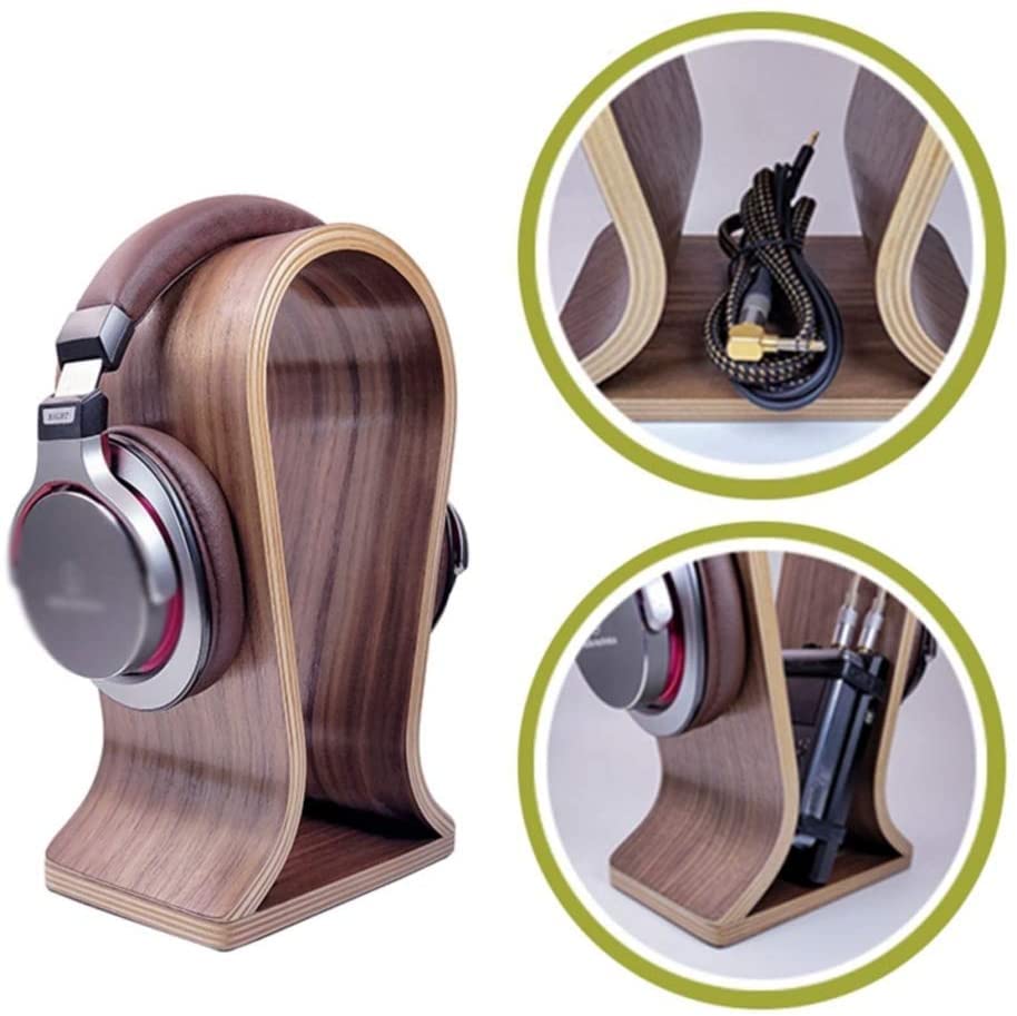 MRKU Kopfhörerständer, Headset-Haken, Tischhalterung aus Holz, passend für nahezu alle glatten und komfortablen Oberflächen Bild 5