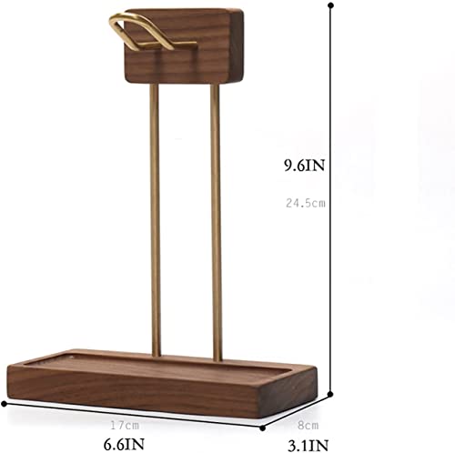 MRKU Kopfhörerständer mit Haken, Desktop-Gaming-Display aus Walnussholz und Messing Bild 3