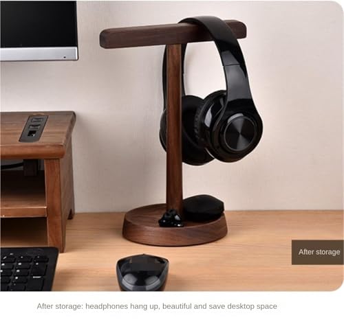 MRKU Kopfhörerständer, Headset-Haken, Tischaufhänger aus Walnussholz, kreative Ohrhörer-Displays Bild 4