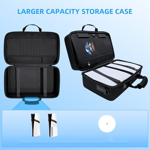Hartschalen-Tragetasche für PS5 Pro, EVA-Reise-Schutztasche mit individuellen Fächern für Konsole, Controller und Discs, Schwarz Bild 6