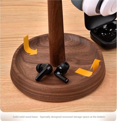 MRKU Kopfhörerständer, Headset-Haken, Tischaufhänger aus Walnussholz, kreative Ohrhörer-Präsentation Bild 5