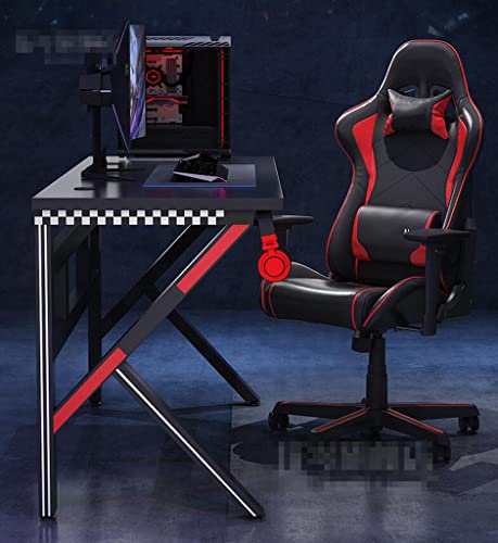 Gaming-Tisch mit Carbonfaser-Oberfläche, großer Computertisch, Gaming-PC-Tisch, Headset-Haken, Stabiler Tisch aus Metall und Holz, L 80 cm Bild 3