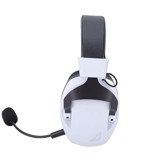 Yunseity Kabelloses Gaming-Headset mit 2,4-GHz-Bluetooth-5.4-Konnektivität, 7.1-Surround-Sound-Kopfhörer mit 50-mm-Treibern und Abnehmbarem Mikrofon mit Geräuschunterdrückung (Schwarz-Weiss) Bild 4