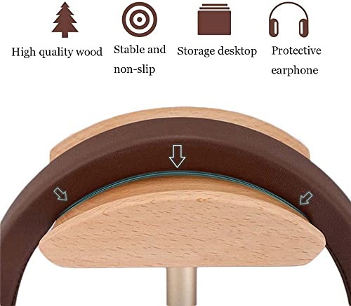 MRKU Kopfhörerständer mit Haken, universell einsetzbar, modisches Design, aus Holz und Aluminiumlegierung, ideal für Gaming Bild 2
