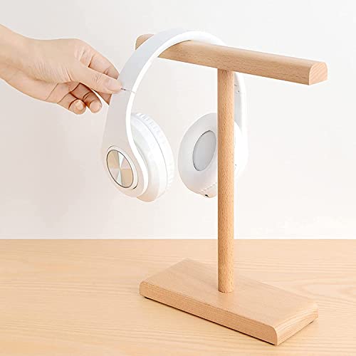 MRKU Kopfhörerständer mit Haken, doppelwandig, aus Buche und Walnuss, für Schreibtisch, Gaming und kreative Präsentation Bild 7