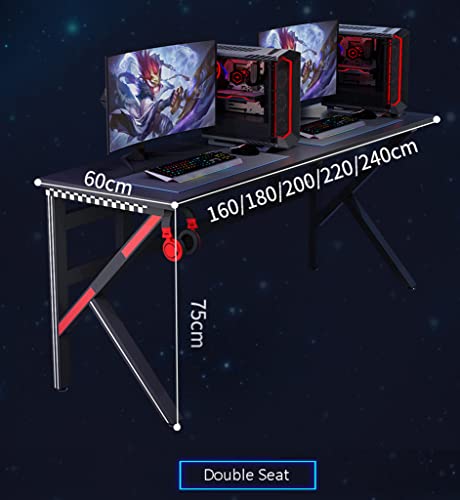 Gaming-Tisch mit Carbonfaser-Oberfläche, großer Computertisch, K-förmiger Gaming-Tisch mit Headset-Haken, robuste Ausführung aus Metall und Holz, Länge 80 cm Bild 2