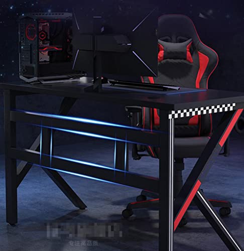 Gaming-Tisch mit Carbonfaser-Oberfläche, großer Computertisch, K-förmiger Gaming-Tisch mit Headset-Haken, robuste Ausführung aus Metall und Holz, Länge 80 cm Bild 4