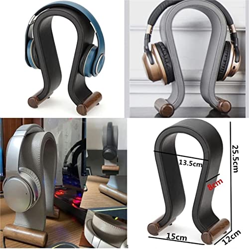 MRKU Kopfhörerständer mit Haken für universelle Gaming-Schreibtische aus PU-Leder und Holz Bild 2
