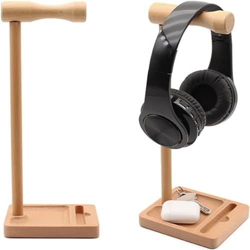 MRKU Kopfhörerständer, Headset-Haken, Tischhalterung, Buche, Holz, Universal, für Ohrhörer Bild 5