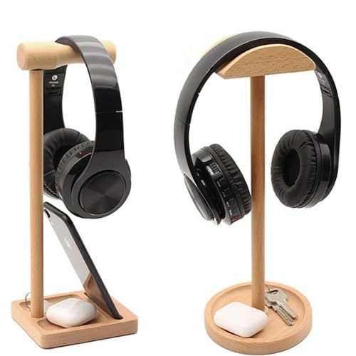 MRKU Kopfhörerständer, Headset-Haken, Tischhalterung, Buche, Holz, Universal, für Ohrhörer Bild 7