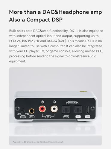 Topping DX1 II Gaming HiFi DAC-Kopfhörerverstärker – ES9039Q2M-Decoder 1000 mW × 2 vollsymmetrischer Kopfhörerverstärker Vorverstärker, kompatibel mit Gaming-Headsets (Weiß) Bild 4