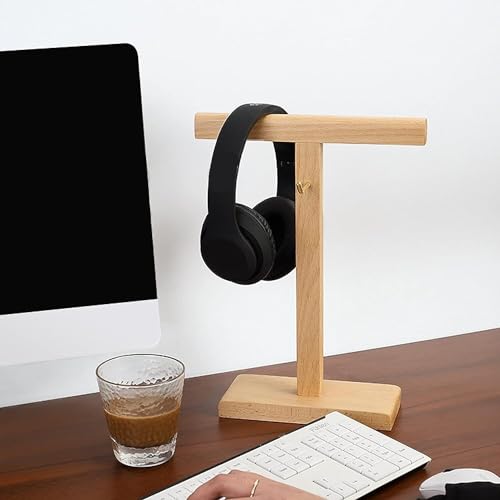 MRKU Kopfhörerständer mit Haken, Tischhalterung aus Holz für Gaming-Displays in den meisten Größen Bild 2