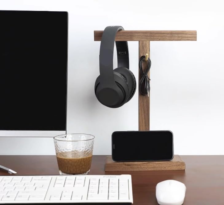 MRKU Kopfhörerständer mit Haken, Tischhalterung aus Holz für Gaming-Displays in den meisten Größen Bild 6
