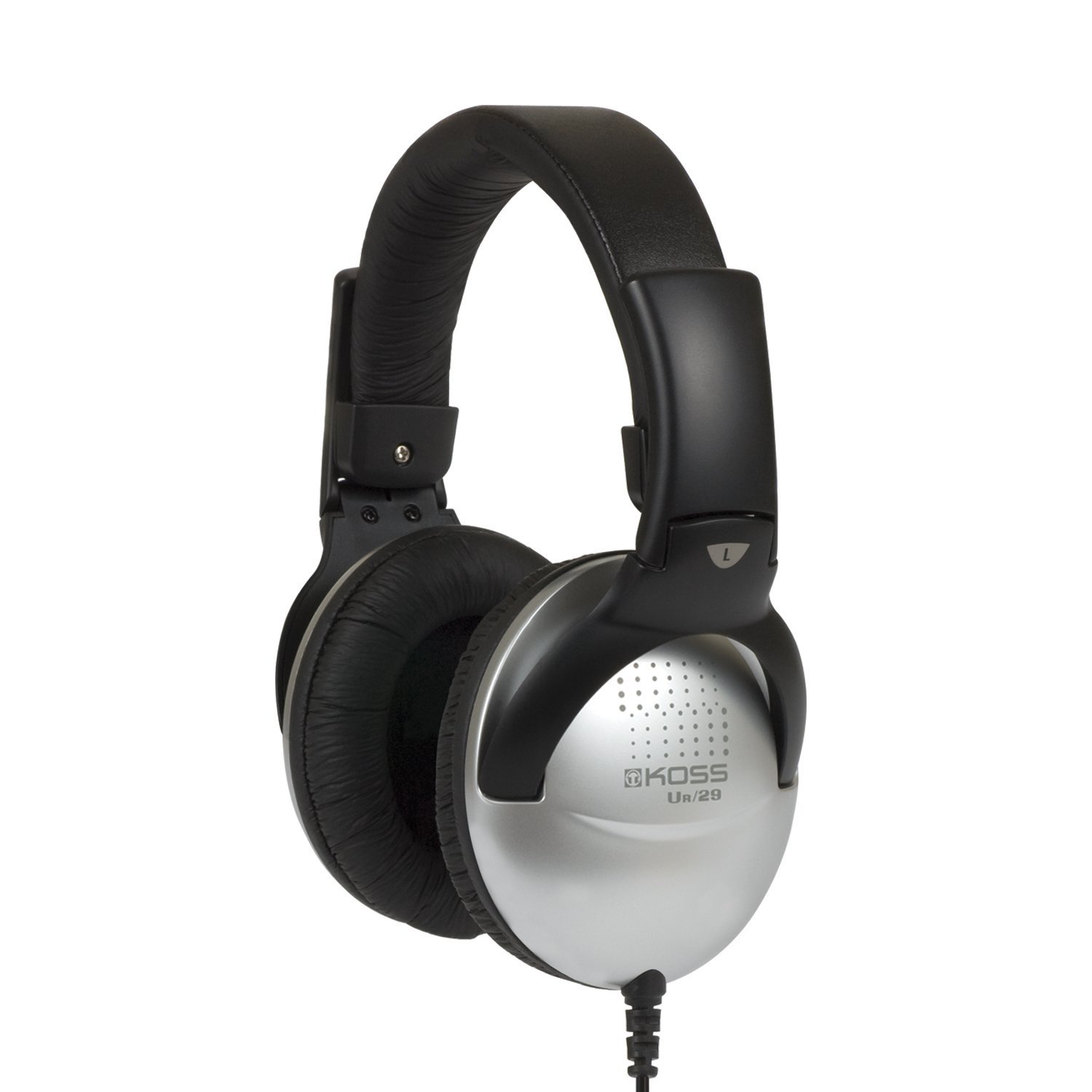 Koss UR29 Over-Ear Faltbarer Kopfhörer mit Drehbaren Ohrmuscheln Kompatibel mit iOS und Android Smartphones, iPads, Tablets, und MP3 Geräten - Schwarz/Silber