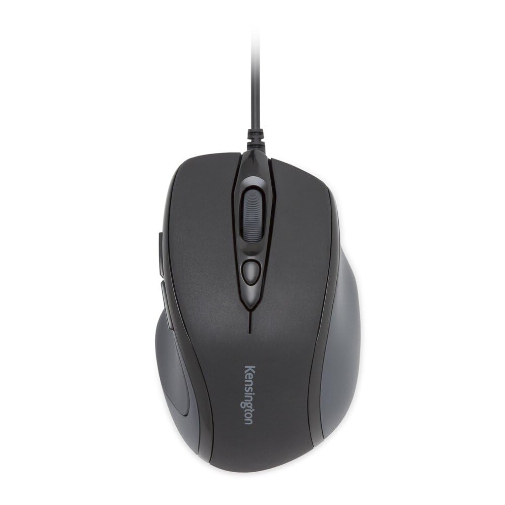 Kensington kabelgebundene ergonomische Mid-Size-Maus, Pro Fit Computermaus mit Kabel für Laptop, Desktop und Gaming, USB 3.0 Verbindung und Scrollrad, Für PC, Mac und Chromebook, Schwarz, K72355EU