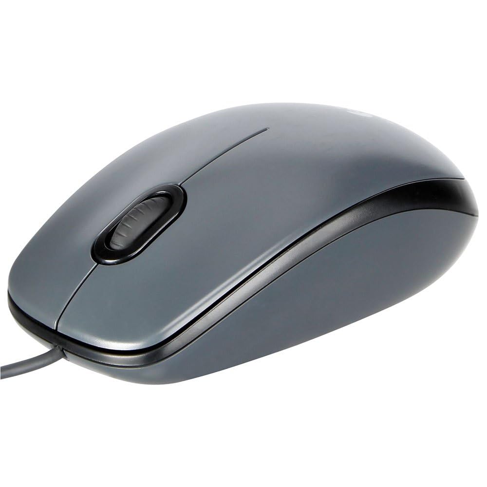 Logitech M90 Maus mit Kabel, 1000 DPI Sensor, USB-Anschluss, 3 Tasten, Für Links und Rechtshänder, PC/Mac - Grau - Deutsche Verpackung