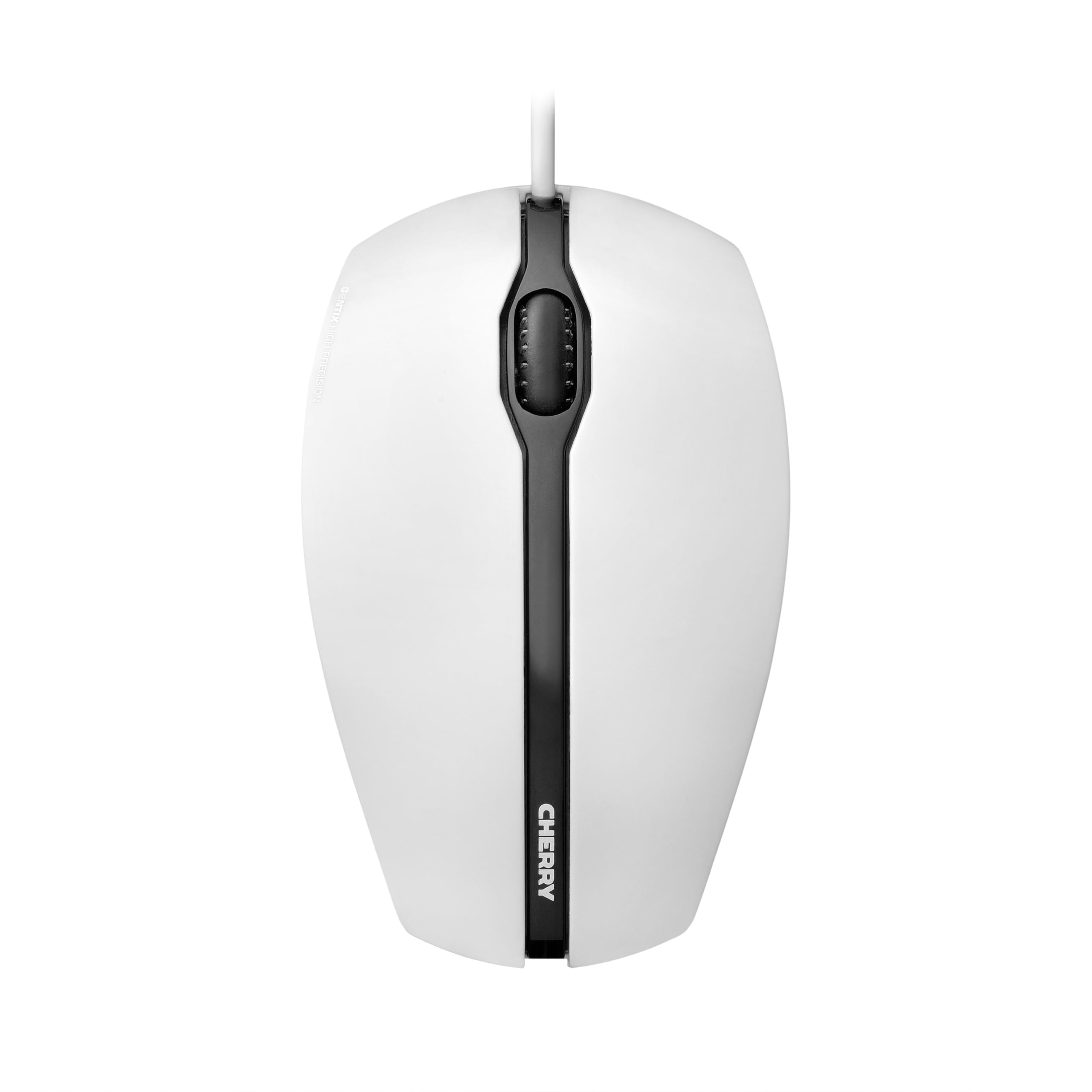 CHERRY GENTIX Corded, Kabelgebundene Maus, Präzises Scrollrad, Optischer Sensor, Symmetrisches Design für Links- & Rechtshänder, Kabel 1,8 m, USB 2.0, Weiß-Grau