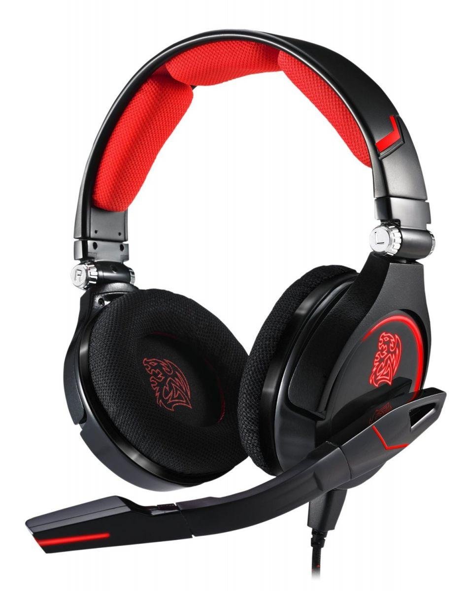 Thermaltake HT-CRO008ECBL Cronos Gaming Stereo Over-Ear-Kopfhörer (114dB, 3,5mm Klinkenstecker, USB)