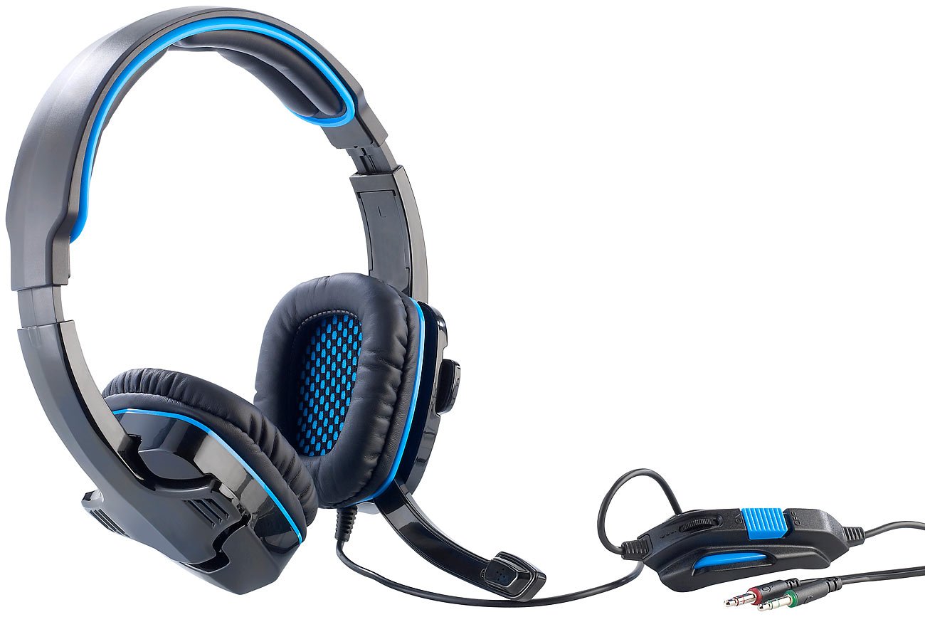 Mod-It Headset mit Mikro: Gaming-Headset mit Lautstärkeregler und Mikrofon-Stummschalter (Kopfhörer PC, Headset mit Micro, kabelgebunden)