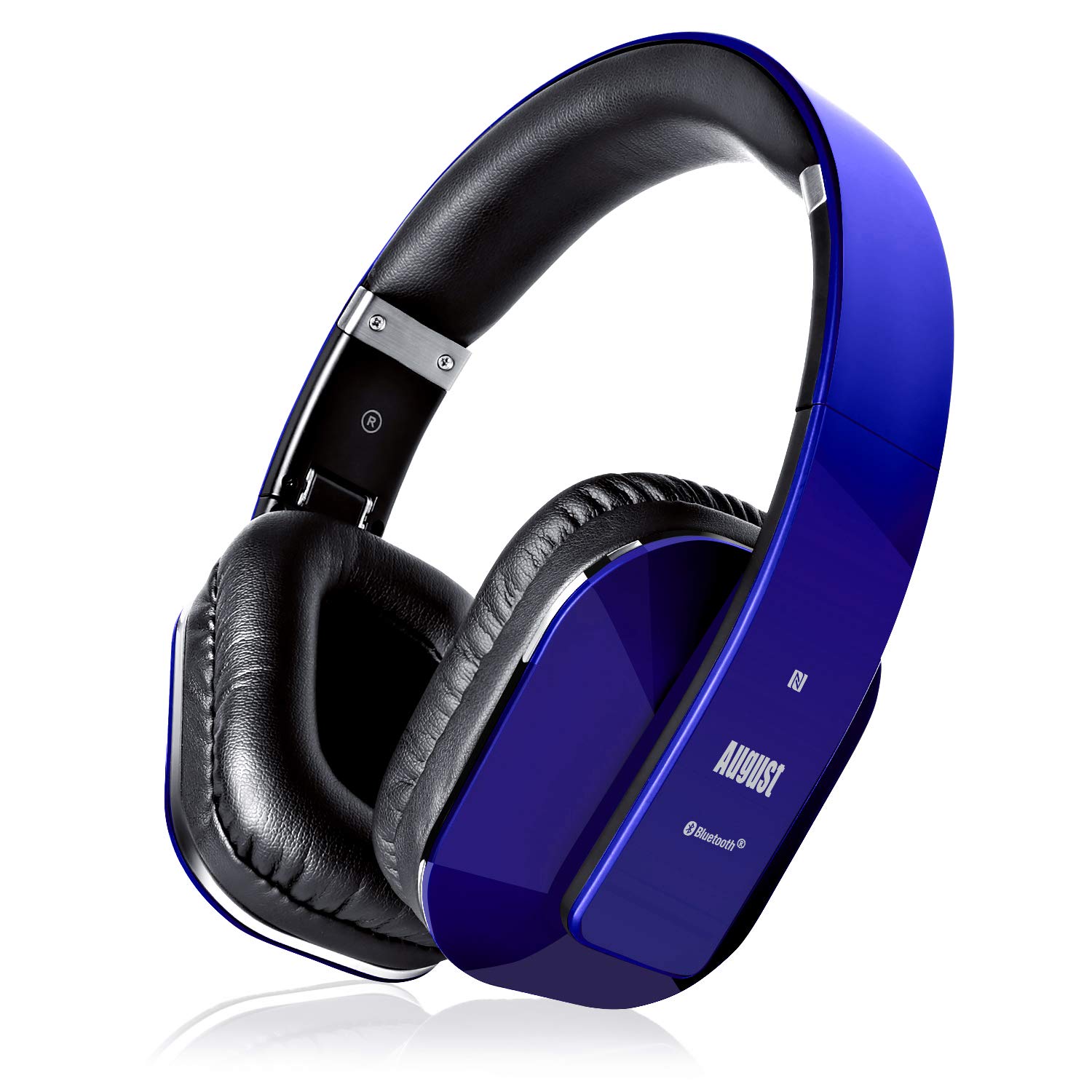 August EP650 - Bluetooth Kopfhörer v4.2 NFC mit aptX Low Latency - Stereo Over Ear Headphones Audio App kabellose Kopfhörer mit Mikrofon für Freisprecher tiefer Bass 15h Akku (Blau)