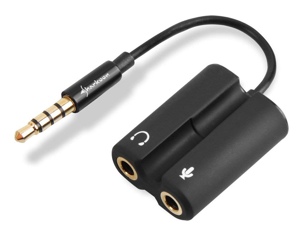 Sharkoon PMP35 - TRRS Audio Combo Adapter für Gaming Headsets (PS4 / Tablets / Smartphones / Notebooks) schwarz