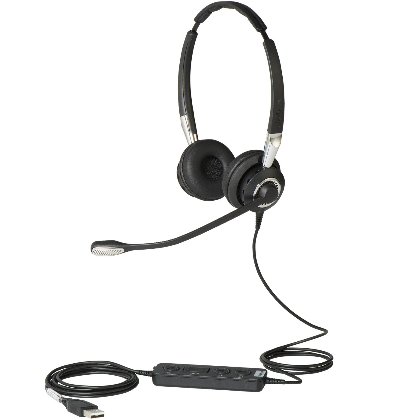 Jabra Biz 2400 II USB-A CC UC On-Ear Stereo Headset - Unified Communications optimierter Noise-Cancelling Kabel-Kopfhörer mit HD Voice und programmierbarer Bedieneinheit