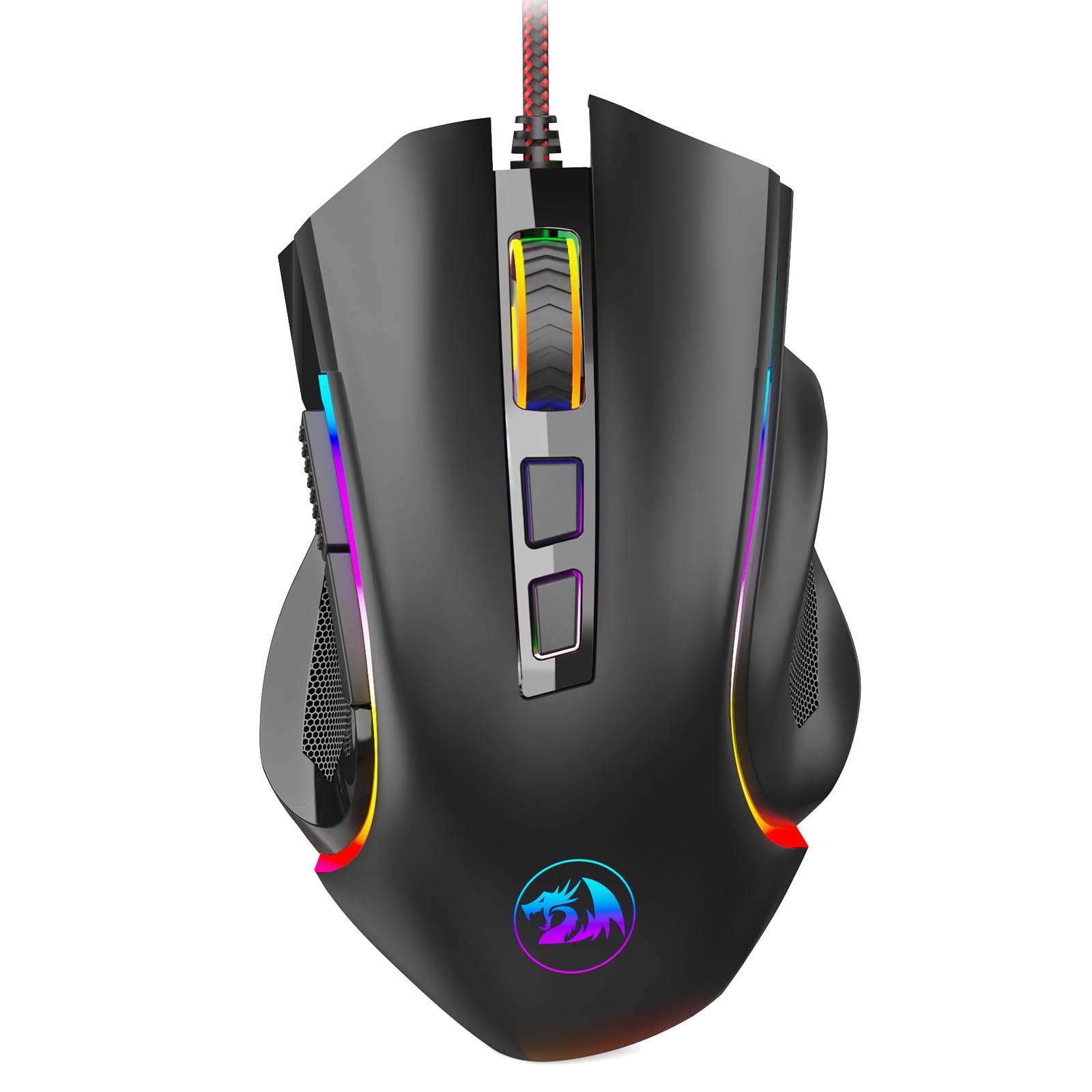 Redragon M602 Gaming Maus mit Kabel, Wired Computer Mouse Gaming mit Treiber, 7 Programmierbare Tasten und RGB-Leuchten, 7200 DPI PC Maus Gaming Ideal für PC/Laptop (schwarz)